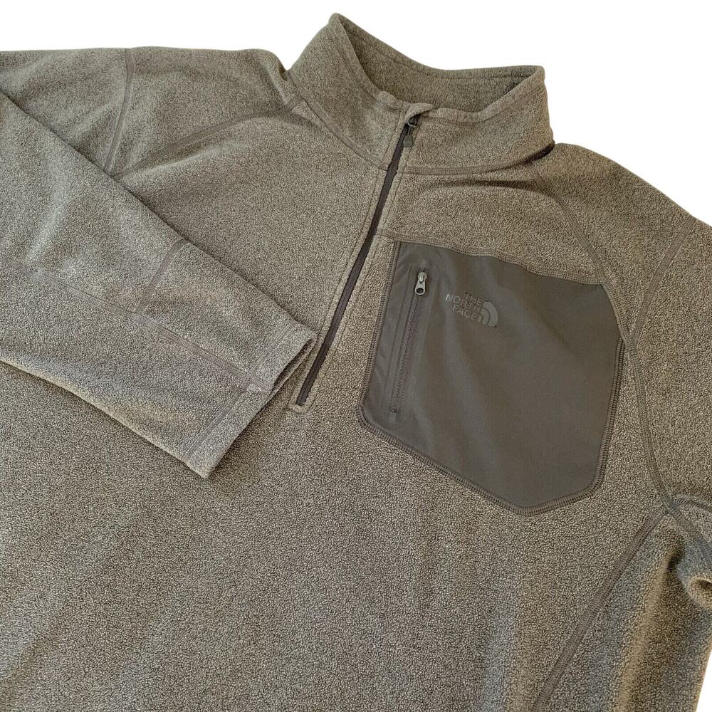 The North Face Crest 1/4 Zip Fleece Men's XXL Gray Pull Over Jacket Chest Pocket